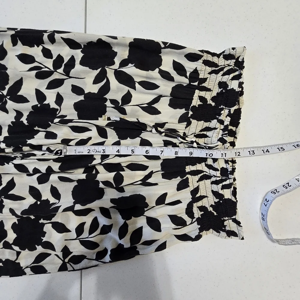 Kate‎ Spade White Black Floral Wide Leg Pants Women's Small
